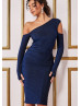 Long Sleeves Royal Blue Lurex Party Dress